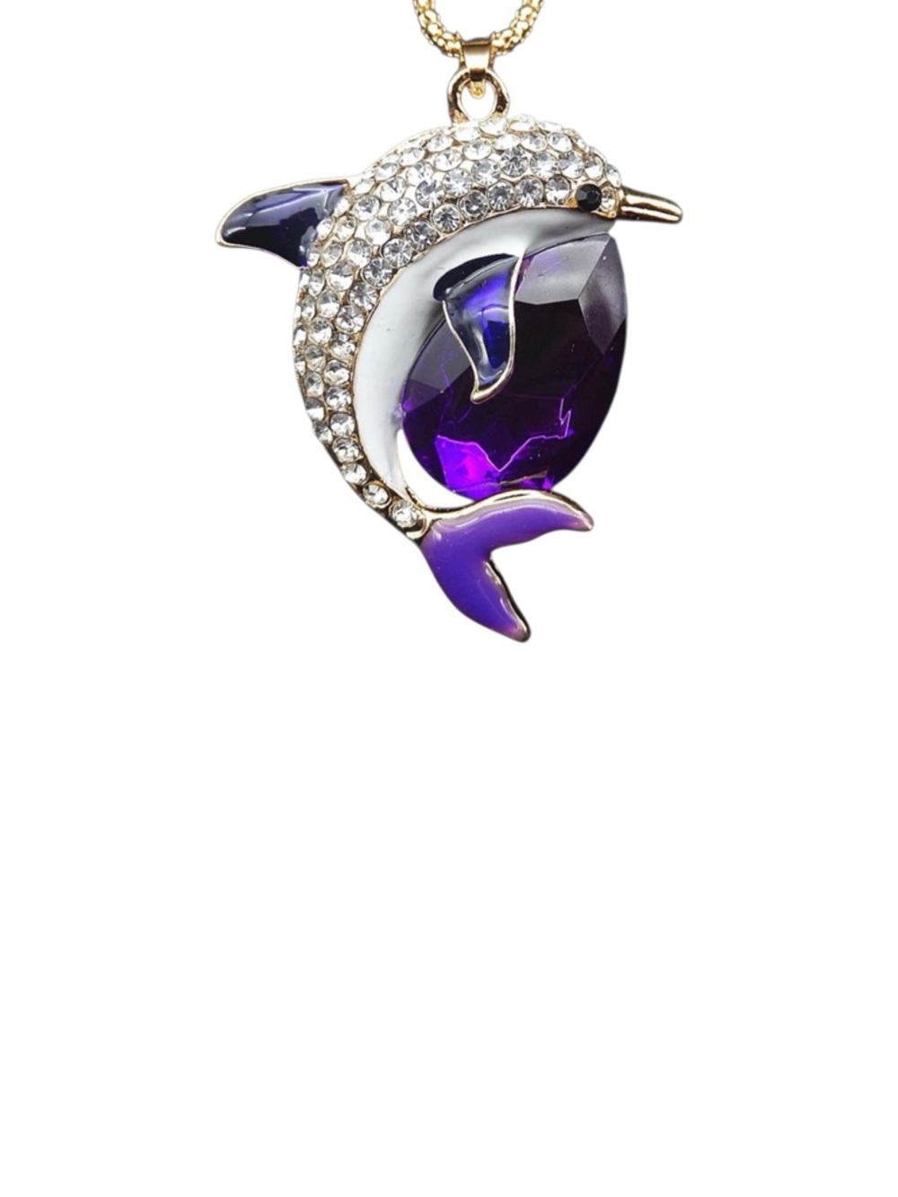 Dolphin Purple Crystal Pendant Necklace